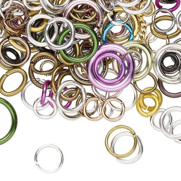 Jump ring mix, 2-18mm. Sold per 50-gram pkg, approximately 500-550 pieces. image number 0
