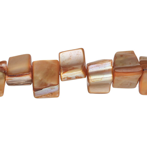 Mother-of-pearl shell 1pkg1, triangle tube bead 15 inch orange 7x6mm-12x9mm image number 0