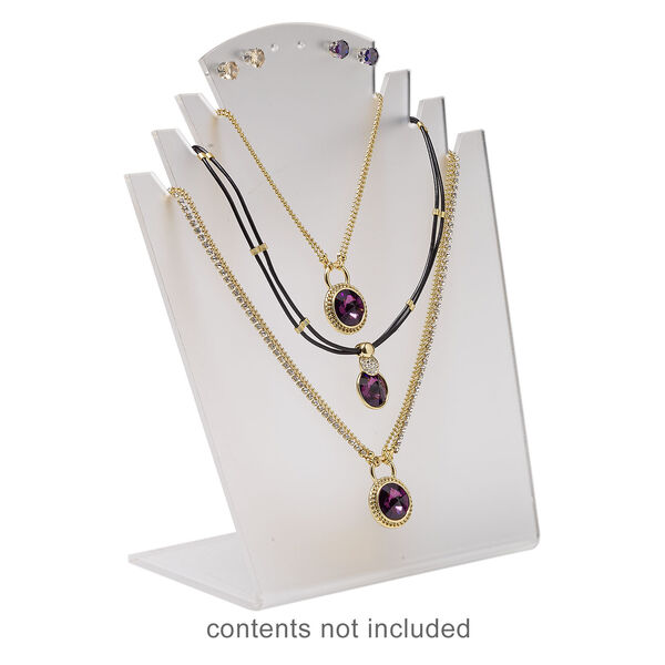 Display, necklace and earring, acrylic, frosted translucent clear, 8-1/2 x 7 x 3-1/2 inches. Sold individually. image number 2