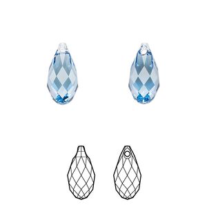 Briolette 2pk cool blue, Crystal Passions® Regenerated 13x6.5mm pendant drop 6010