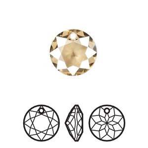 Drop 24pk crystal golden shadow, Swarovski® 14mm pendant classic cut 6430