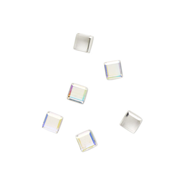 Flat back 6pk crystal AB foil back, Preciosa Czech crystal rhinestone 4mm cube image number 0