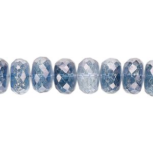 Quartz crystal 1pkg1, hand-cut faceted rondelle bead 8 inch 9x5mm-11x7mm