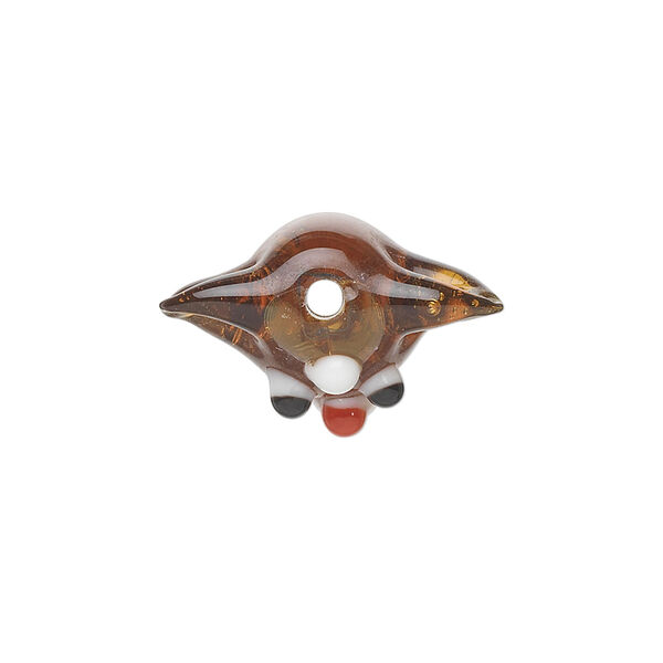 Bead, lampworked glass 1pkg2, multicolored, 23x15mm deer head and 17x12mm deer body, 2-piece set. image number 2