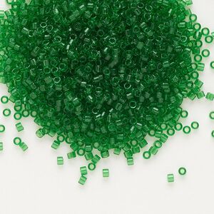 Seed bead, Delica®, glass, pkg/250g, #11 round, transparent green (DB-0705).