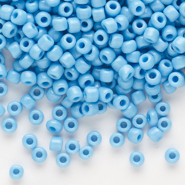 Seed bead, Dyna-Mites™, glass, opaque light blue, #6 round. Sold per 1/2 kilogram pkg. image number 0