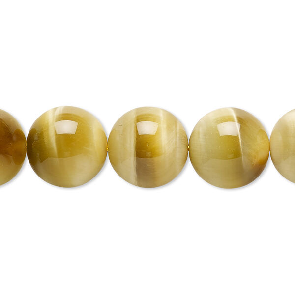 Bead, honey tigereye (natural), 12mm round, B grade, Mohs hardness 7. Sold per 8-inch strand, approximately 15 beads. image number 0