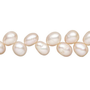 Freshwater pearl 1pkg1, herringbone-drilled rice, 14 inch pink satin 7x5mm-8x7mm cultured