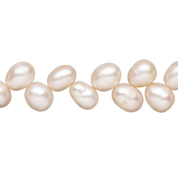Freshwater pearl 1pkg1, herringbone-drilled rice, 14 inch pink satin 7x5mm-8x7mm cultured image number 0