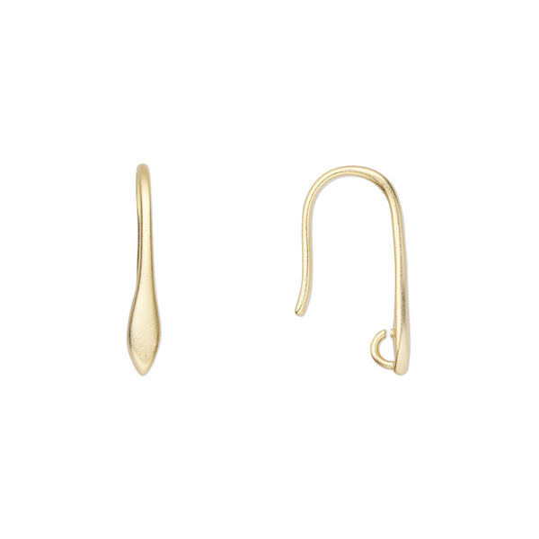Ear wire, Amoracast®, satin-finished "vermeil" (gold-finished sterling silver), 18mm marquise with hidden loop. Sold per pair. image number 0