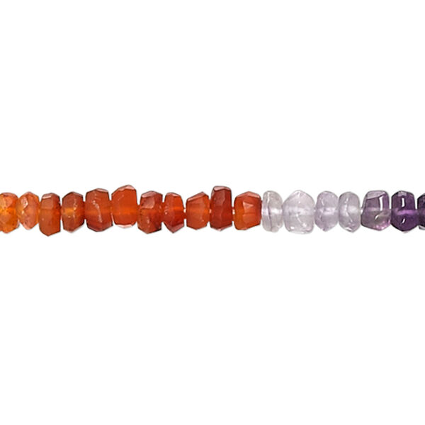 Bead, multi-gemstone (natural / dyed / heated / irradiated), multicolored, 3x2mm-5x3mm hand-cut faceted rondelle, C grade, Mohs hardness 3 to 7. Sold per 12-inch strand. image number 0