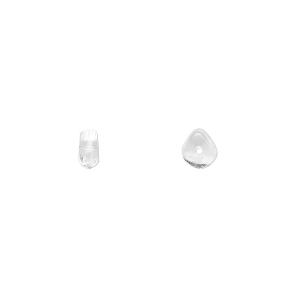 Bead, Czech pressed glass, clear, 6x3mm flat triangle. Sold per 16-inch strand, approximately 150 beads. image number 0