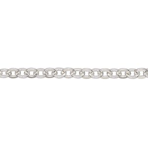Chain 1pkg1 silver-plated cable, 4mm flat, brass 5 foot unfinished
