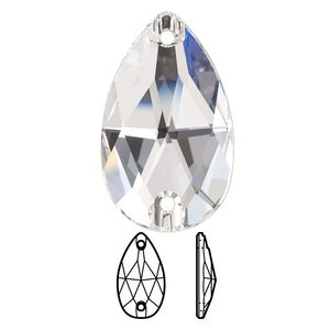 Sew-on 16pk crystal foil back, Swarovski® 30x20mm pear 3230