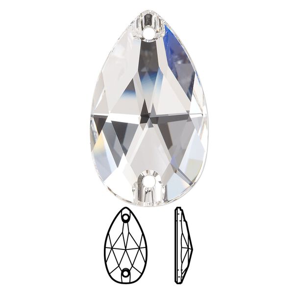 Sew-on 16pk crystal foil back, Swarovski® 30x20mm pear 3230 image number 0