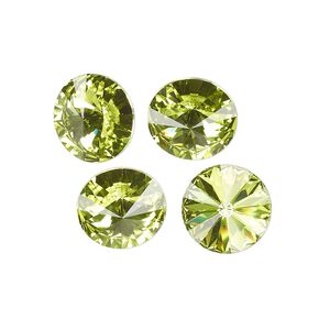 Chaton 4pk citrus green foil back, Crystal Passions® 12mm rivoli 1122