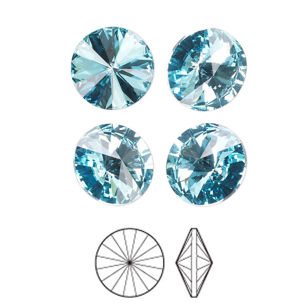 Chaton 6pk aqua bohemica foil back, Preciosa MAXIMA Czech crystal rhinestone 12mm rivoli image number 0