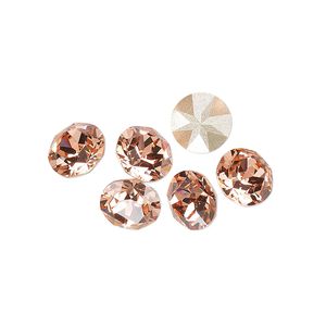 Chaton 6pk rose peach foil back, Crystal Passions® 8.16-8.41mm round xirius SS39 1088