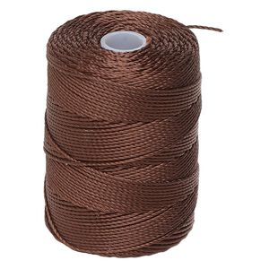 Thread, C-Lon®, nylon, brown, 0.5mm diameter. Sold per 92-yard spool.