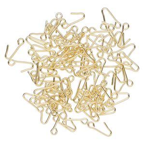 Clasp, hook, gold-finished brass, 16x4mm. Sold per pkg of 100.