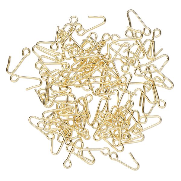 Clasp, hook, gold-finished brass, 16x4mm. Sold per pkg of 100. image number 0