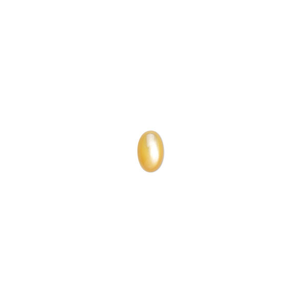 Cabochon, gold lip shell (natural), 6x4mm calibrated oval, Mohs hardness 3-1/2. Sold per pkg of 4. image number 0