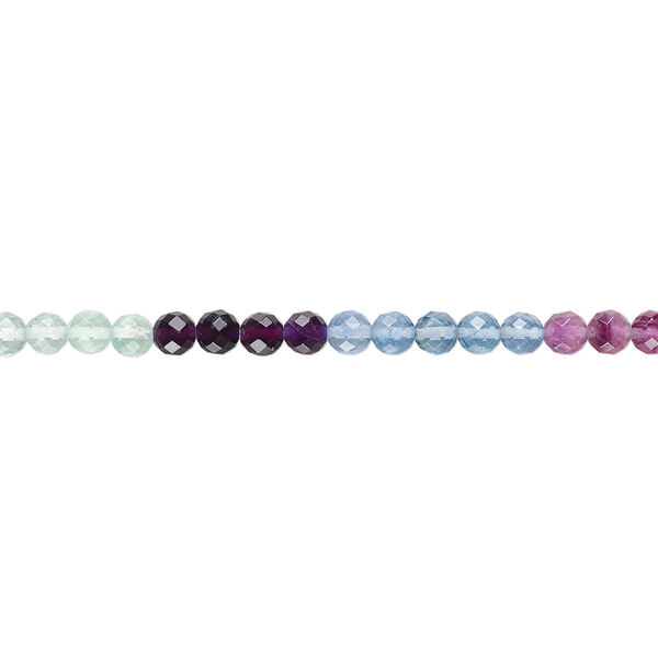 Bead, multi-fluorite (natural), 8mm faceted round, A- grade, Mohs hardness 4. Sold per 15" to 16" strand. image number 0