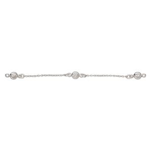 Extender chain 1pkg1 rhodium-plated sterling silver curb, 1.3mm / 5mm round, clear cubic zirconia 3 inch