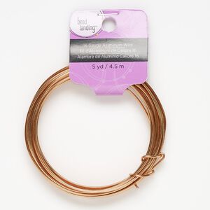 Wire, anodized aluminum, copper, round, 16 gauge. Sold per pkg of 5 yards.