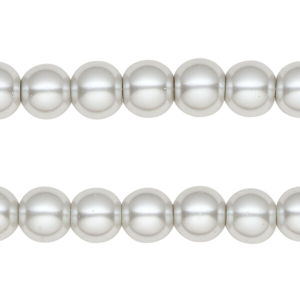 Bead, glass pearl, coated glass, light grey, 7-8mm round. Sold per pkg of (2) 15-inch strands. image number 0
