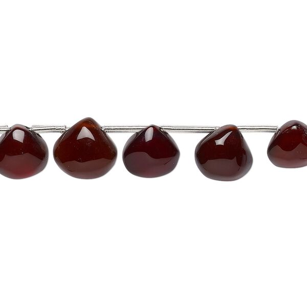 Amber onyx 1pkg9, hand-cut top-drilled puffed teardrop bead 7-9mm image number 0