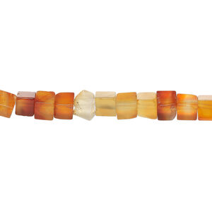 Red agate 1pkg1, cube bead, 15 inch 4-5mm pale to dark