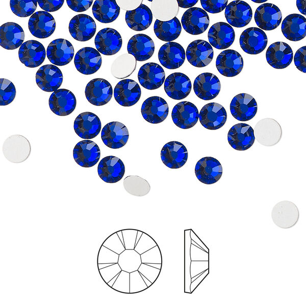 Flat back 144pk cobalt blue foil back, Preciosa MAXIMA Czech crystal rhinestone 3.8-4mm chaton rose round SS16 image number 0