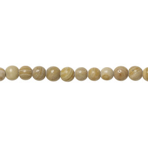 Landscape stone (limestone) 1pkg1, hand-cut round bead natural, 15.5 inch 4-5mm