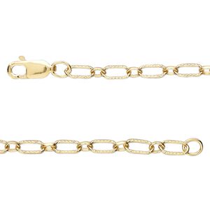 Chain, 14Kt gold-filled, 3.3mm textured oval long and short, 18 inches with lobster claw clasp. Sold individually.