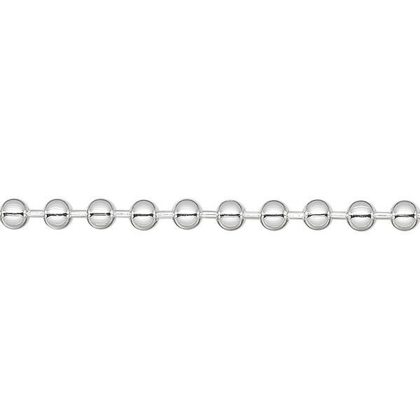 Chain, silver-plated steel, 3.2mm ball. Sold per 50-foot spool. image number 0