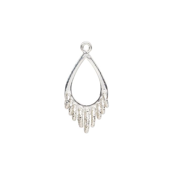 Drop, sterling silver, 20x11mm single-sided open teardrop with 9 diamond-cut closed loops. Sold individually. image number 0