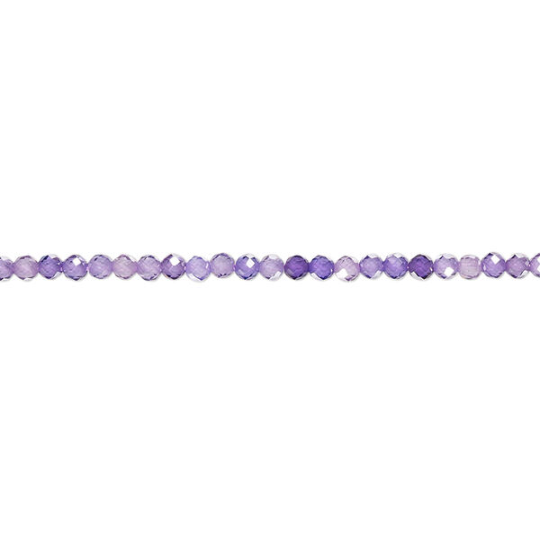 Bead, cubic zirconia, purple and light purple, 2mm micro-faceted round, Mohs hardness 8-1/2. Sold per 8-inch strand, approximately 95 beads. image number 0