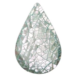 Focal, abalone shell and resin (assembled), 52x33mm-52x35mm crackled teardrop. Sold individually.