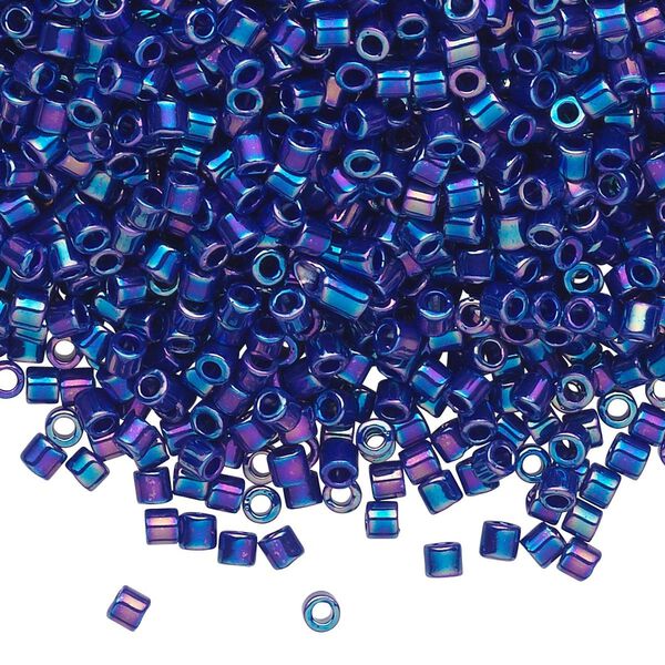 Seed bead, Delica®, glass, pkg/7.5g, #8 round, opaque rainbow cobalt (DBL-0165). image number 0