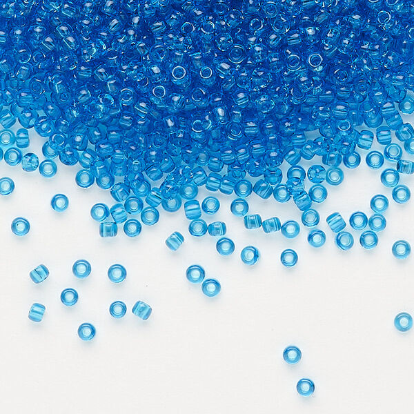 Seed bead, Dyna-Mites™, glass, pkg/40g, #11 round, transparent turquoise blue, (15 11/0 RR). image number 0