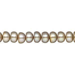 Pearl, cultured freshwater (dyed), satin sand, 6-7mm button, C+ grade, Mohs hardness 2-1/2 to 4. Sold per 15-inch strand.