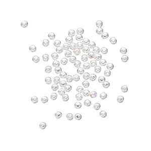 Bead, silver-plated brass, 2mm square round. Sold per pkg of 100.