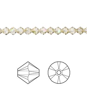 Bead 48pk crystal luminous green, Crystal Passions® 4mm bicone 5328