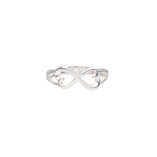 Ring, sterling silver, 7.5mm wide with infinity heart design, size 7. Sold individually. image number 0