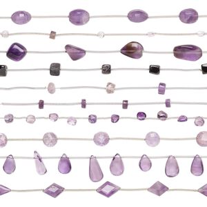 Amethyst 1pkg10, hand-cut mixed shapes bead 4.5 inch 4x3mm-16x10mm