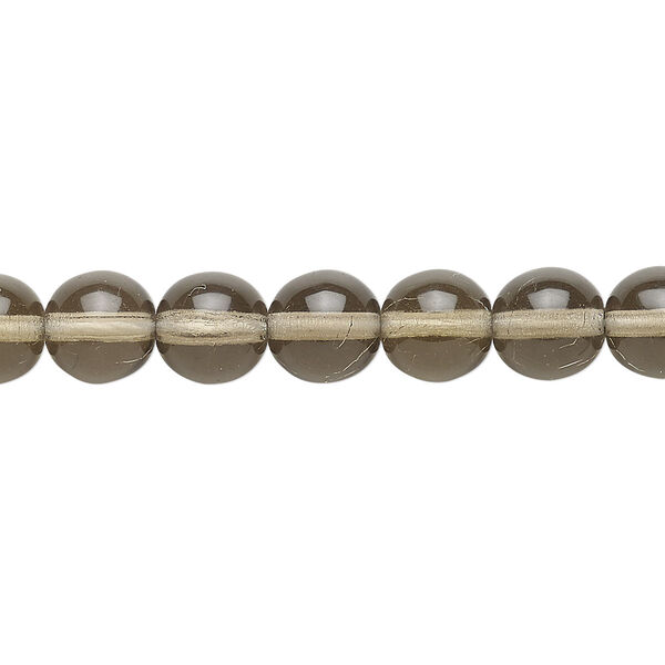 Bead, Czech glass druk, transparent smoke, 8mm round. Sold per 15-1/2" to 16" strand. image number 0