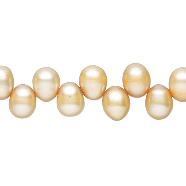 Freshwater pearl 1pkg1, rice C grade, 15 inch light peach 8x6mm-10x8mm cultured image number 0