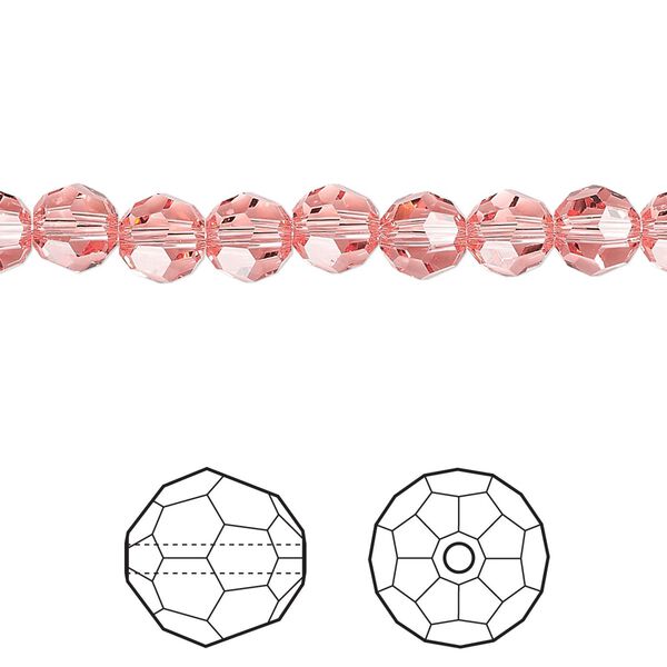 Bead 144pk rose peach, Crystal Passions® 6mm round 5000 image number 0