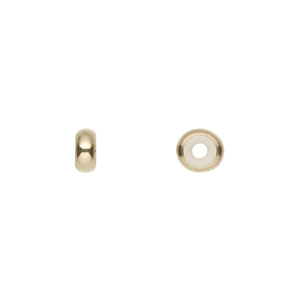 Bead keeper, 14Kt gold-filled and silicone, 7x3mm rondelle. Sold individually. image number 0